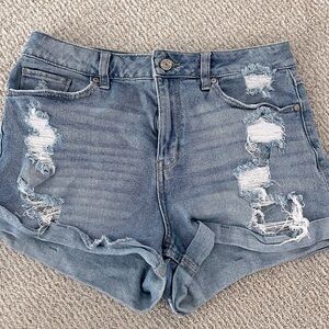 RSQ Blue Distressed Jean Shorts High-Waisted